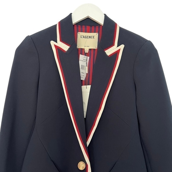 L'Agence Chamberlain Blazer in Midnight Even Stripe Size 0 NEW - Picture 9 of 15